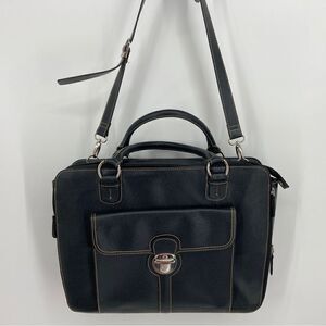 Franklin Covey Black Leather Multifunctional Business Unisex Briefcase